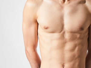 Male chest that looks masculine after gynecomastia surgery in San Antonio, TX