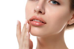 Woman with full lips after getting lip filler in San Antonio, TX